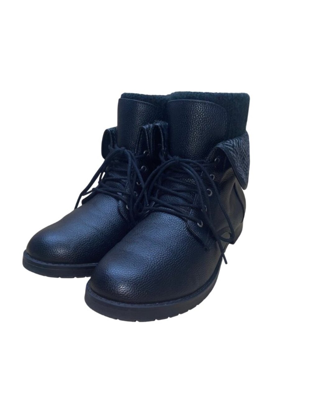 Torrid Women’s Black Faux Leather Side Zipper Fold-Over Ankle Boots Size 12W - Picture 3 of 10